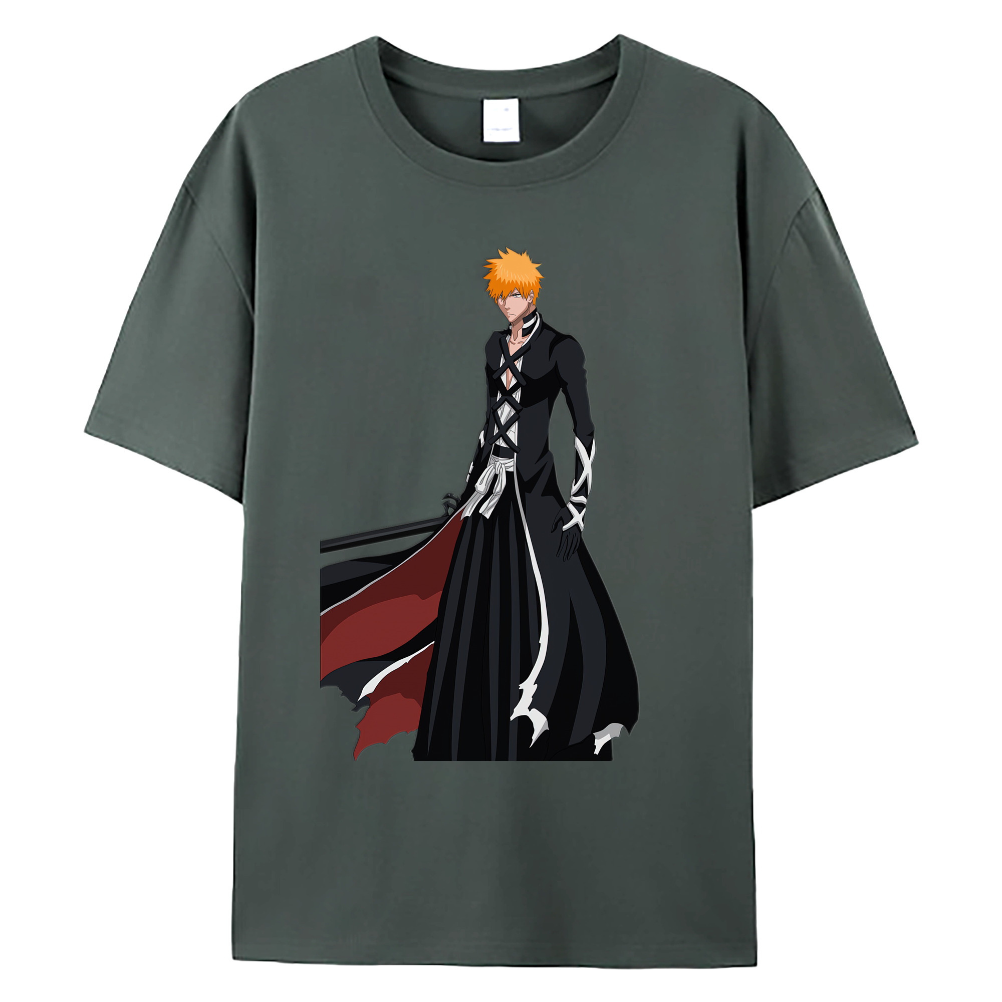 （画像用） ブリーチ 黒崎一護（くろさき いちご）BLEACH Kurosaki Ichigo 綿100％ メンズ半袖Tシャツ｜肌触りやわらか＆通気性
